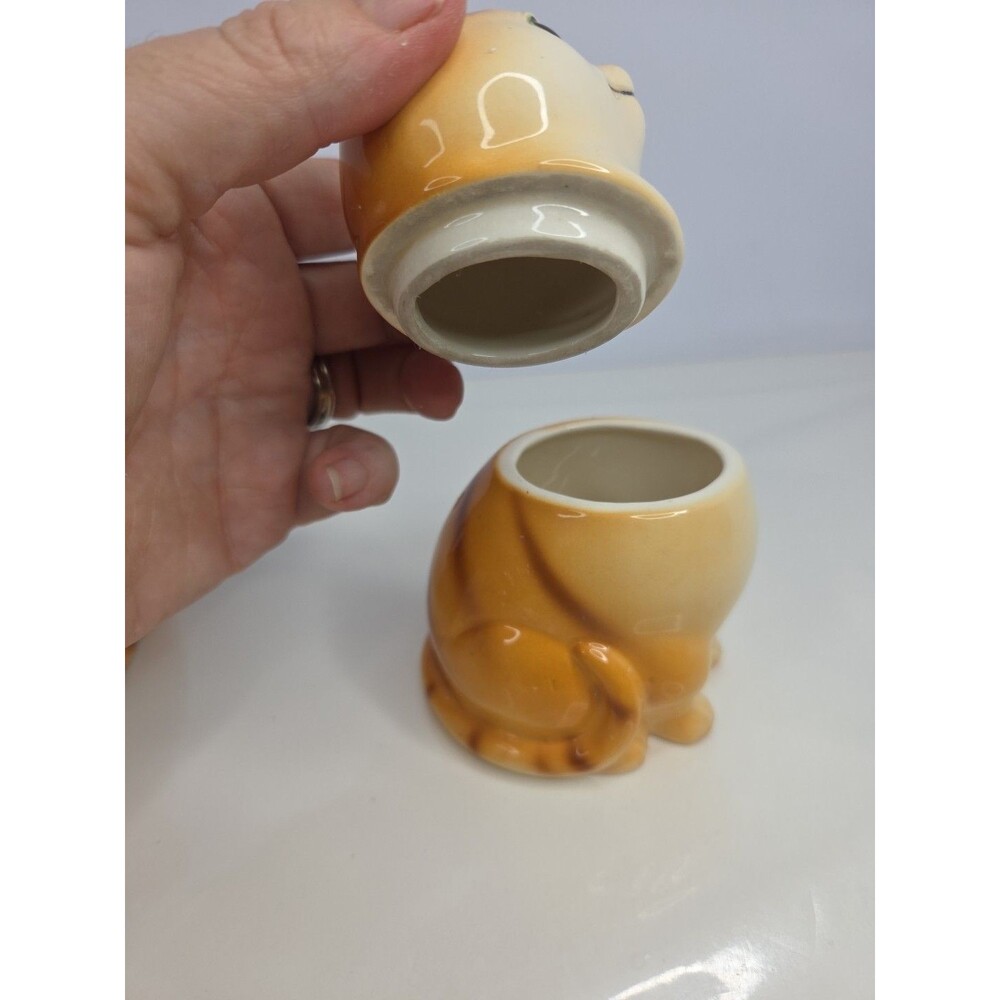 Nocrest Hand Painted Orange Tabby Cats Sugar & Creamer Set Japan Rare Antique - Picture 13 of 15